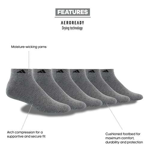 adidas Mens Athletic Cushioned Low Cut Ankle Socks (6-Pair Pack) - Image 2