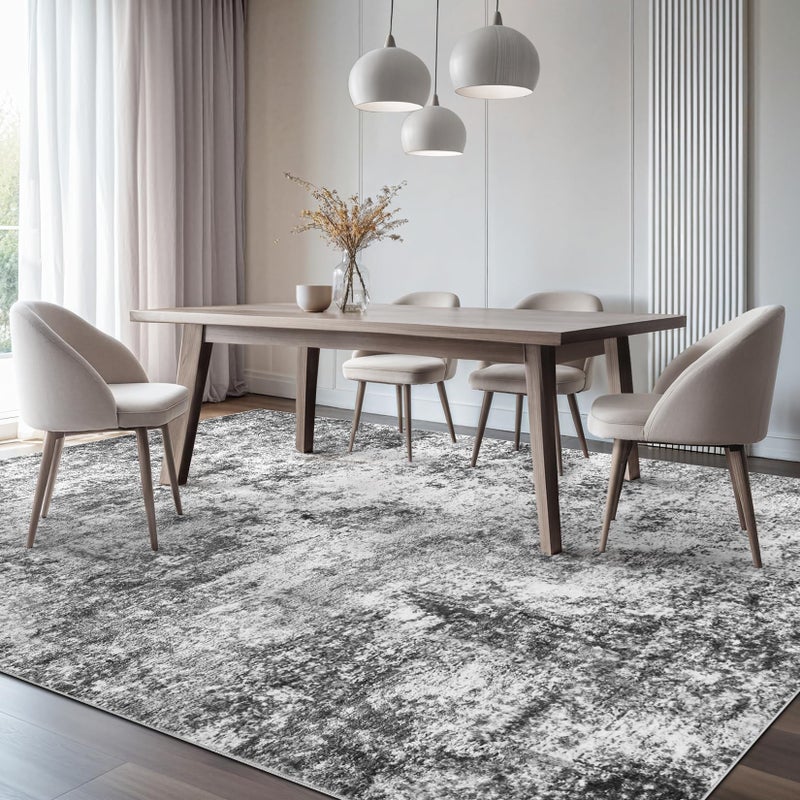 DMOYEST Area Rug Living Room Rugs - 8x10 Large Soft Indoor Neutral Modern Abstract Low Pile Washable Rug Carpet for Bedroom Dining Room Farmhouse Home Office - Grey - Image 5
