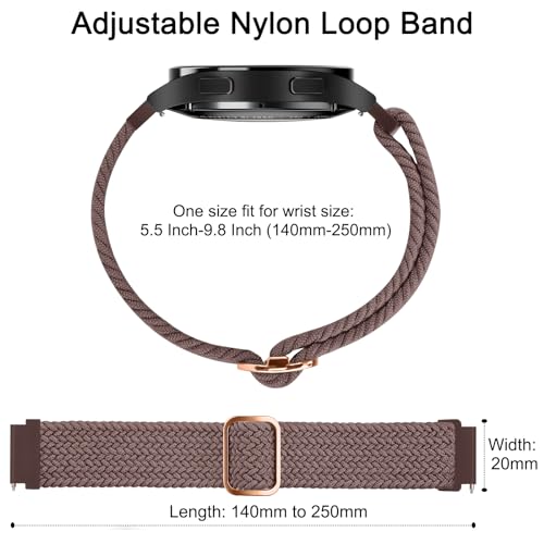 Tobfit Watch Strap Compatible with Samsung Galaxy Watch 4/4 Classic/Active 2/Watch 5/Watch 5 Pro, Nylon Single Loop Woven Smart for 20mm Smart Watch, Removable Belt for Men and Women (Smokey Mauve) - Image 5
