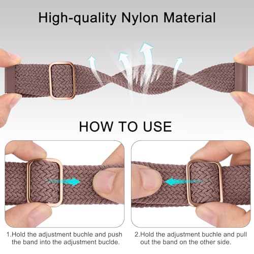Tobfit Watch Strap Compatible with Samsung Galaxy Watch 4/4 Classic/Active 2/Watch 5/Watch 5 Pro, Nylon Single Loop Woven Smart for 20mm Smart Watch, Removable Belt for Men and Women (Smokey Mauve) - Image 4