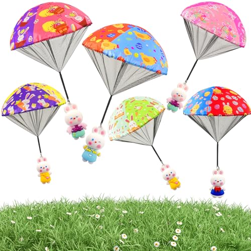 CPSYUB Easter Basket Stuffers Toys for Kids Easter Parachute Toys for Kids Easter Egg Fillers Ideas Gifts Outdoor Games for 4 6 8 10 12 Year Old Boys Girls 6 Pack - Image 1