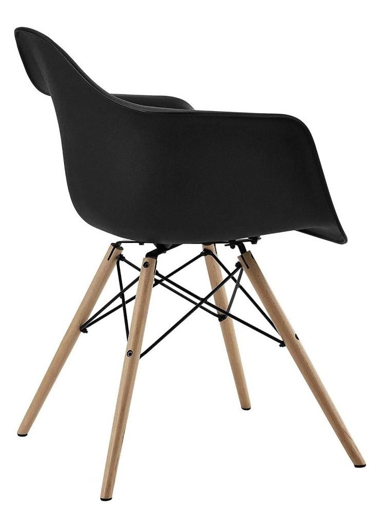 Galaxy Design Modern Dining Arm Chair Plastic Shell With Wooden Legs Black Color Size (L x D x H) 40 x 42 x 80cm - Image 4