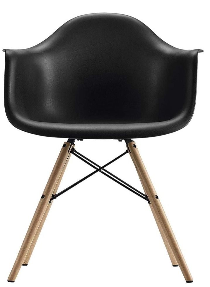Galaxy Design Modern Dining Arm Chair Plastic Shell With Wooden Legs Black Color Size (L x D x H) 40 x 42 x 80cm - Image 3