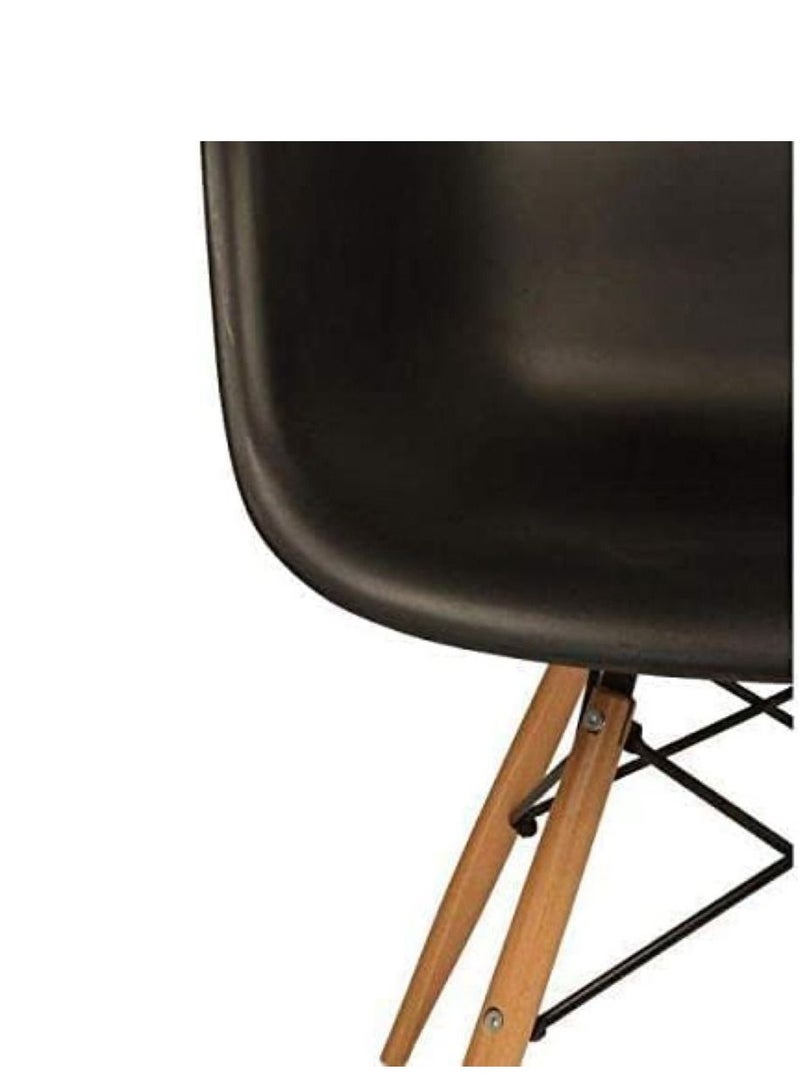 Galaxy Design Modern Dining Arm Chair Plastic Shell With Wooden Legs Black Color Size (L x D x H) 40 x 42 x 80cm - Image 5