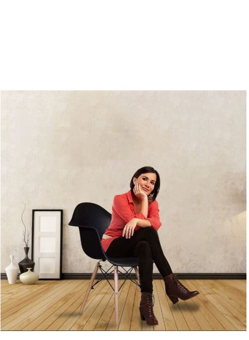 Galaxy Design Modern Dining Arm Chair Plastic Shell With Wooden Legs Black Color Size (L x D x H) 40 x 42 x 80cm - Image 2