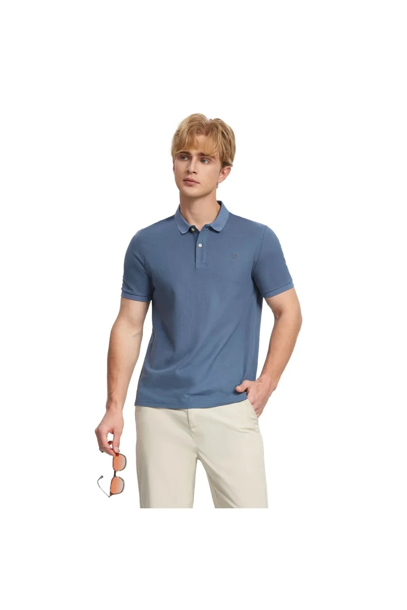 GIORDANO Men's Blue Pique Polo Shirt