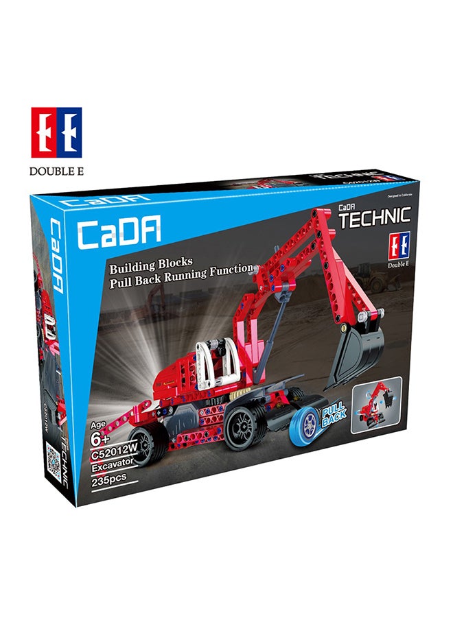 CaDA CaDA Car Toy Building Blocks Red Excavator C52012W 235pcs for +6 Years old  - Image 1