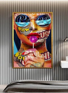 Lollipop Woman Canvas Wall Art, Tattooed Woman Canvas Wall Art, Canvas Print Art, Woman, Graffiti, Art, Canvas Print, Woman with Red Lips