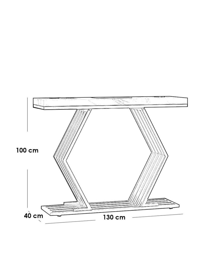 Generic Iron entrance table and gold and white marble alternative - 130 x 40 x 100 cm  - Image 2