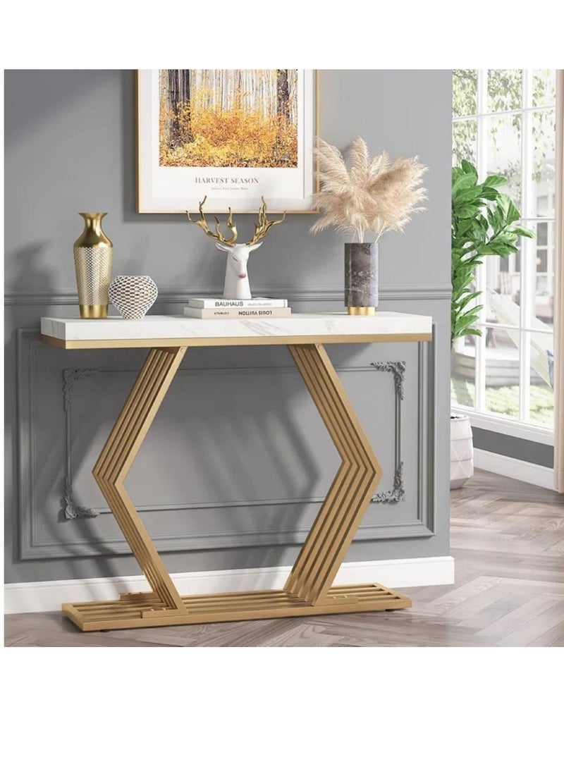 Generic Iron entrance table and gold and white marble alternative - 130 x 40 x 100 cm  - Image 1
