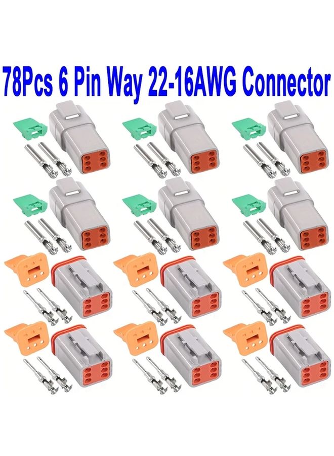 78 Pcs 6 Pin Deutsch DTP Connector Kit Sealed Gray Automotive Electrical Wire Connectors - Image 2