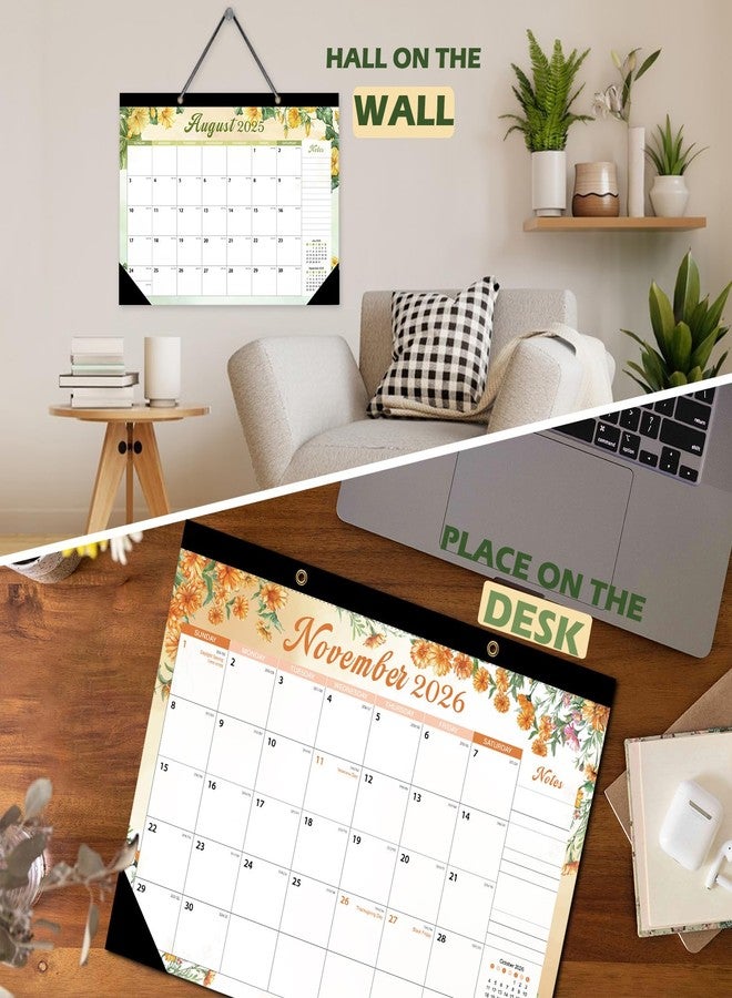 ZTX Desk Calendar 2025-2026 with Julian Date,Desk Calendar Wall Calendar from July 2025 to December 2026,18 Months Calendar Large17"×12" Floral Design for Office School Home & Classroom Planning - Image 2