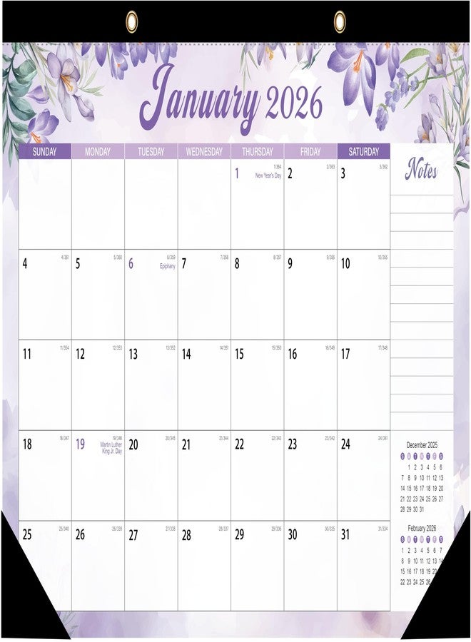 ZTX Desk Calendar 2025-2026 with Julian Date,Desk Calendar Wall Calendar from July 2025 to December 2026,18 Months Calendar Large17"×12" Floral Design for Office School Home & Classroom Planning - Image 1