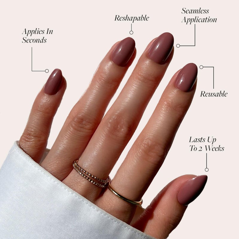 Glamnetic أظافر غلمنتيك المضغوطة - موف الخريف | موف وردي غير شفاف قصير بيضاوي مزيف، جودة صالون | 15 حجم - مجموعة أظافر 30 مع غراء - Image 3