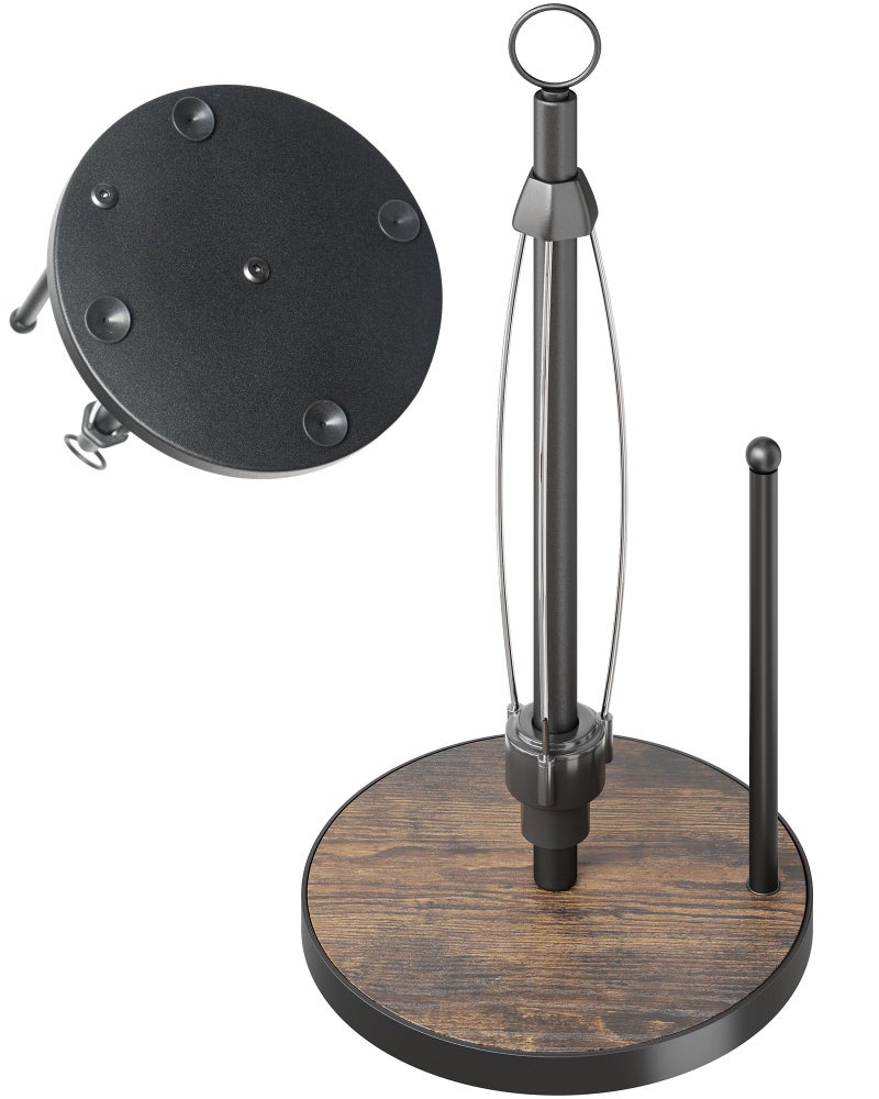 OROPY One-Hand Tear Paper Towel Holder Countertop, Farmhouse Wood Paper Towel Roll Holder with Ratchet Mechanism and Suction Cups fits Standard and Jumbo Size Paper Towels - Image 1