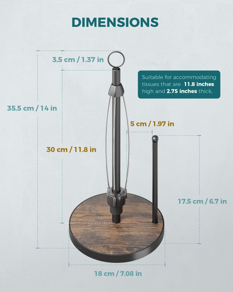 OROPY One-Hand Tear Paper Towel Holder Countertop, Farmhouse Wood Paper Towel Roll Holder with Ratchet Mechanism and Suction Cups fits Standard and Jumbo Size Paper Towels - Image 5
