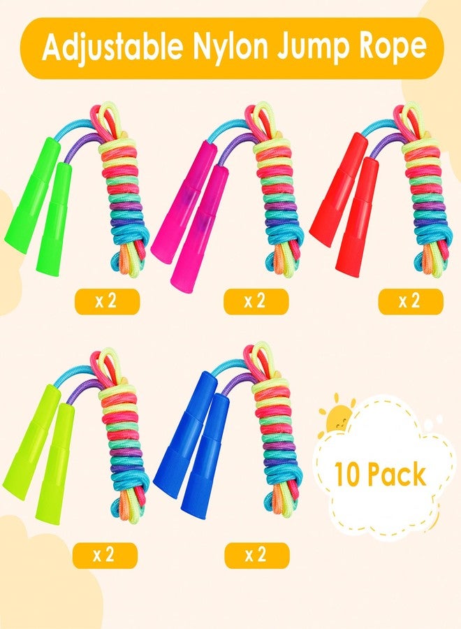 Erinnmy 10 Pcs Jump Rope for Kids, 7.2Ft Adjustable Jumping Ropes, Skipping Ropes with Plastic Handles, Rainbow Jump Rope for Boys Girls Outdoor Fun Activity Party Favors - Image 3
