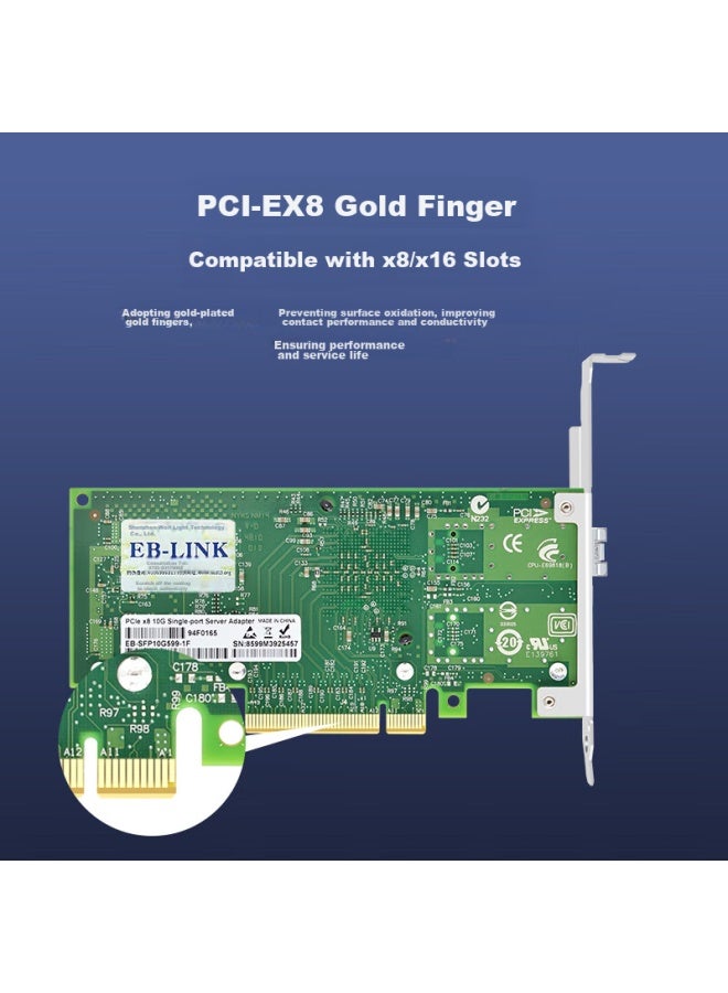 Eb-link Intel 82599 Chip Pci-e X8 10g Gigabit Single-port Fiber Optic Network Card X520-sr1 With Sfp+ Multi-mode Optical Module, Server Network Adapter - Image 5