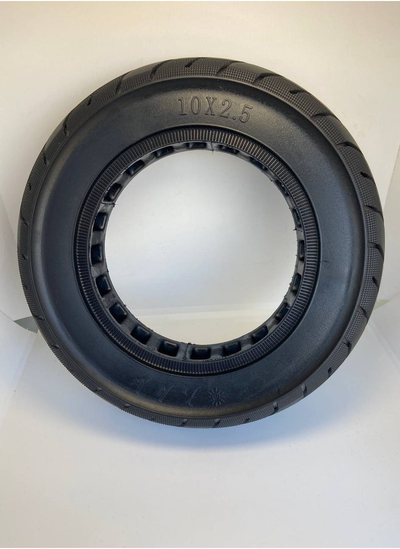 Generic 10 x 2.5-7 Solid Rubber Tyres 10 Inch Solid Tyres for Xiaomi 4 Pro/4 Pro Plus/4 Pro Max Electric Scooter Replacement Tyres Solid Tyres Honeycomb Tyres Non-Slip Puncture Proof (Black, 1 Piece)  - Image 1