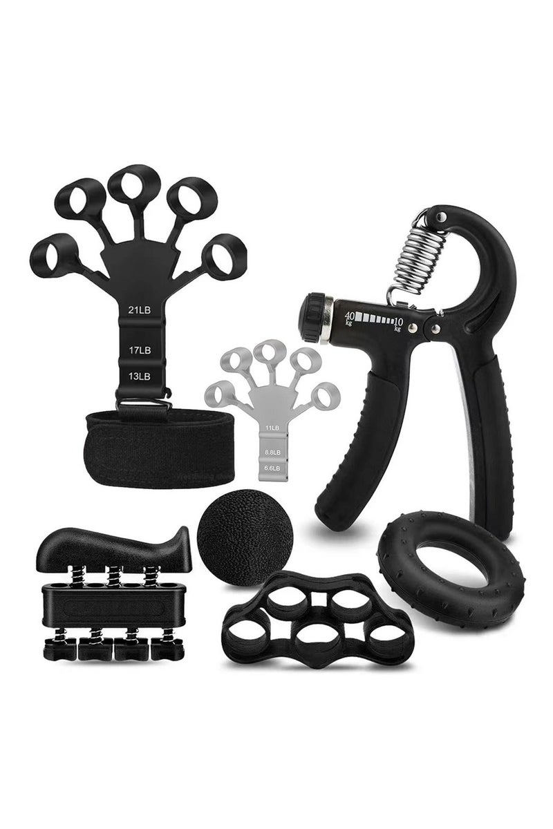 مجموعة تدريب قوة القبضة مع جهاز تمرين الأصابع ومقوي قبضة اليد وتمديد اليد وكرة تخفيف التوتر وحلقة تمرين الساعد لبناء العضلات والتعافي من الإصابات - Image 1