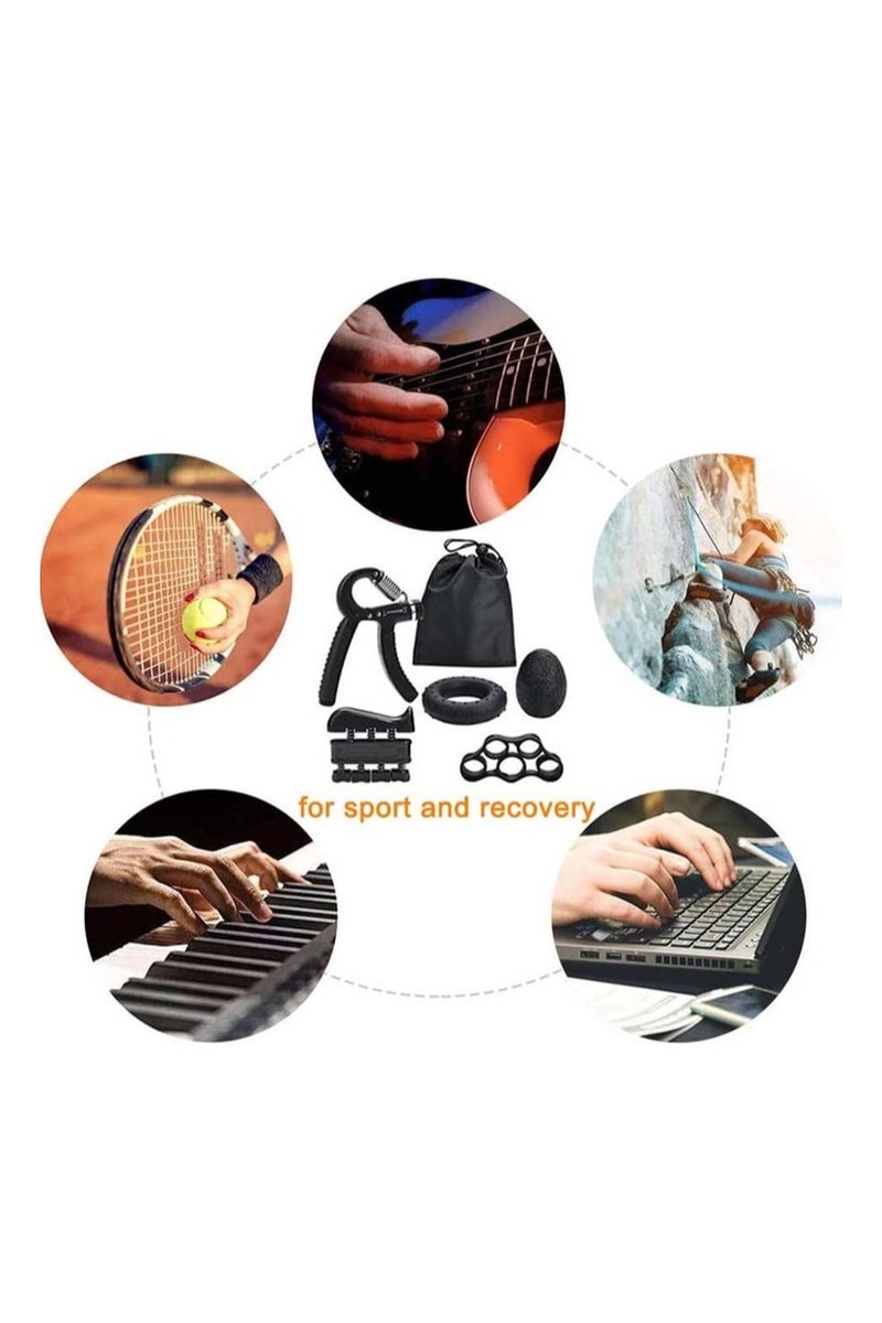 مجموعة تدريب قوة القبضة مع جهاز تمرين الأصابع ومقوي قبضة اليد وتمديد اليد وكرة تخفيف التوتر وحلقة تمرين الساعد لبناء العضلات والتعافي من الإصابات - Image 2