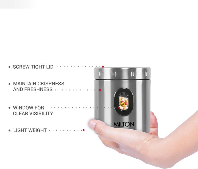 MILTON Steel Crispy 200 Storage Jar, 250 ml, Silver - Image 4