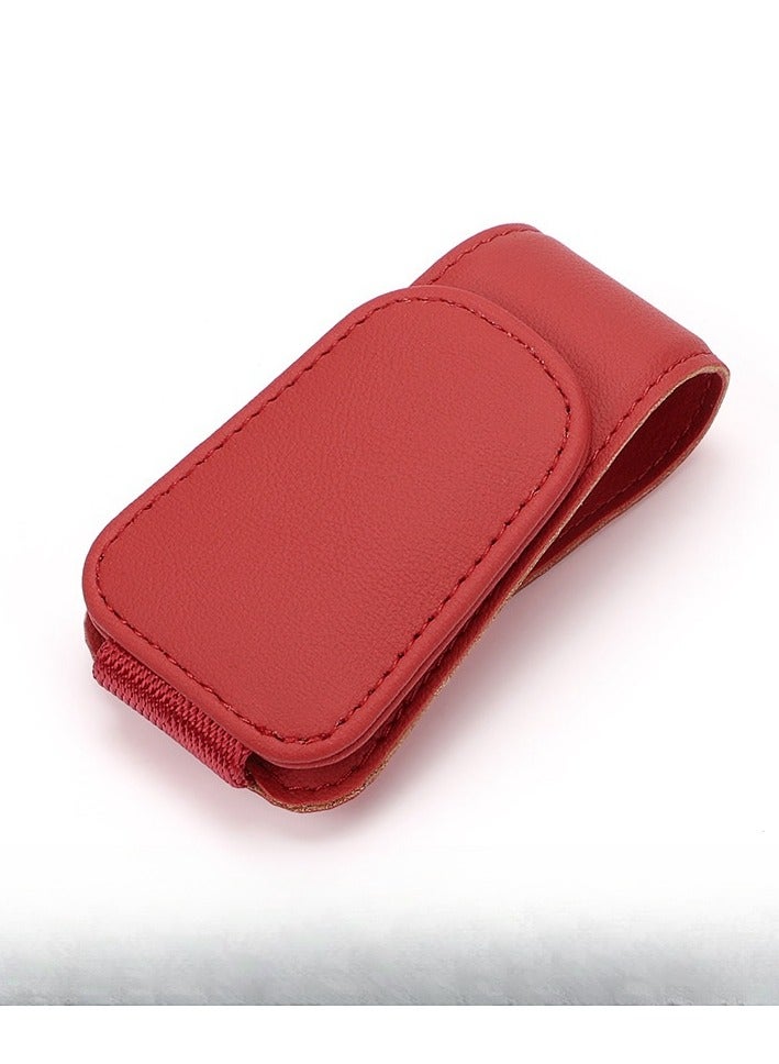 Generic Magnet Adsorbed Sunglass Holder for Car Visor,Leather Car Sunglasses Holder,Car Accessories, Automobile Accessories,Sun Visor Car, Sunglasses Clip for Glasses Cards (1PCS, Red) - Image 1