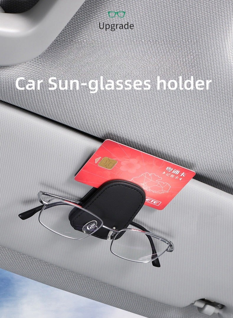 Generic Magnet Adsorbed Sunglass Holder for Car Visor,Leather Car Sunglasses Holder,Car Accessories, Automobile Accessories,Sun Visor Car, Sunglasses Clip for Glasses Cards (1PCS, Red) - Image 2