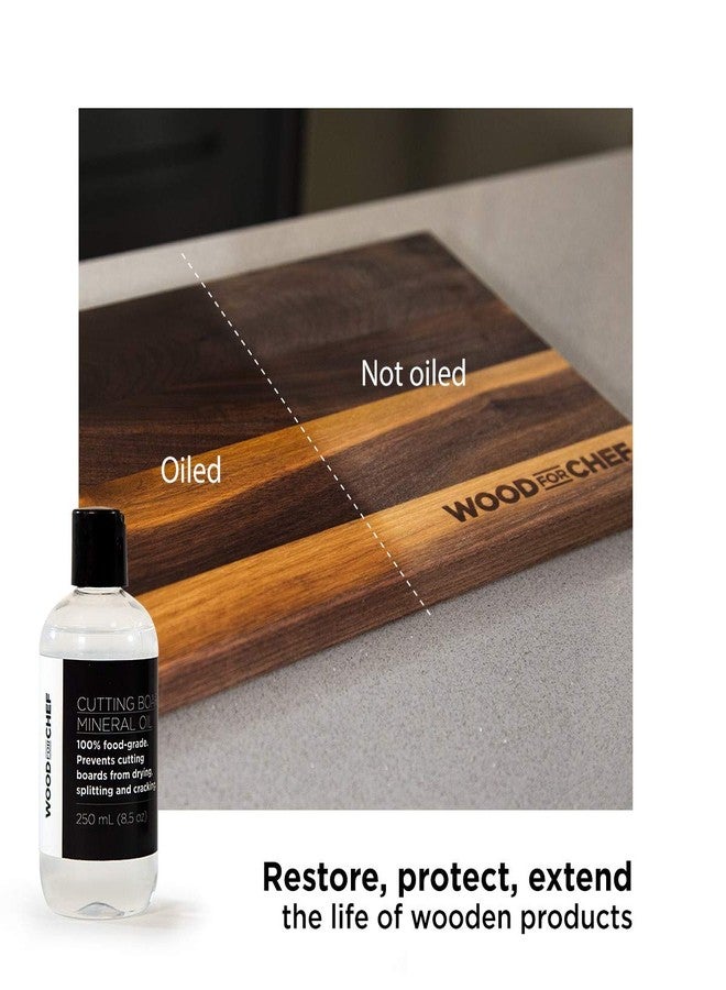 WoodForChef Cutting Board Food Grade Mineral Oil (8,5 oz) - Revitalize Cutting Board, Butcher Block, Countertops and Wood Utensils - Food Safe - Made in North America - Image 2