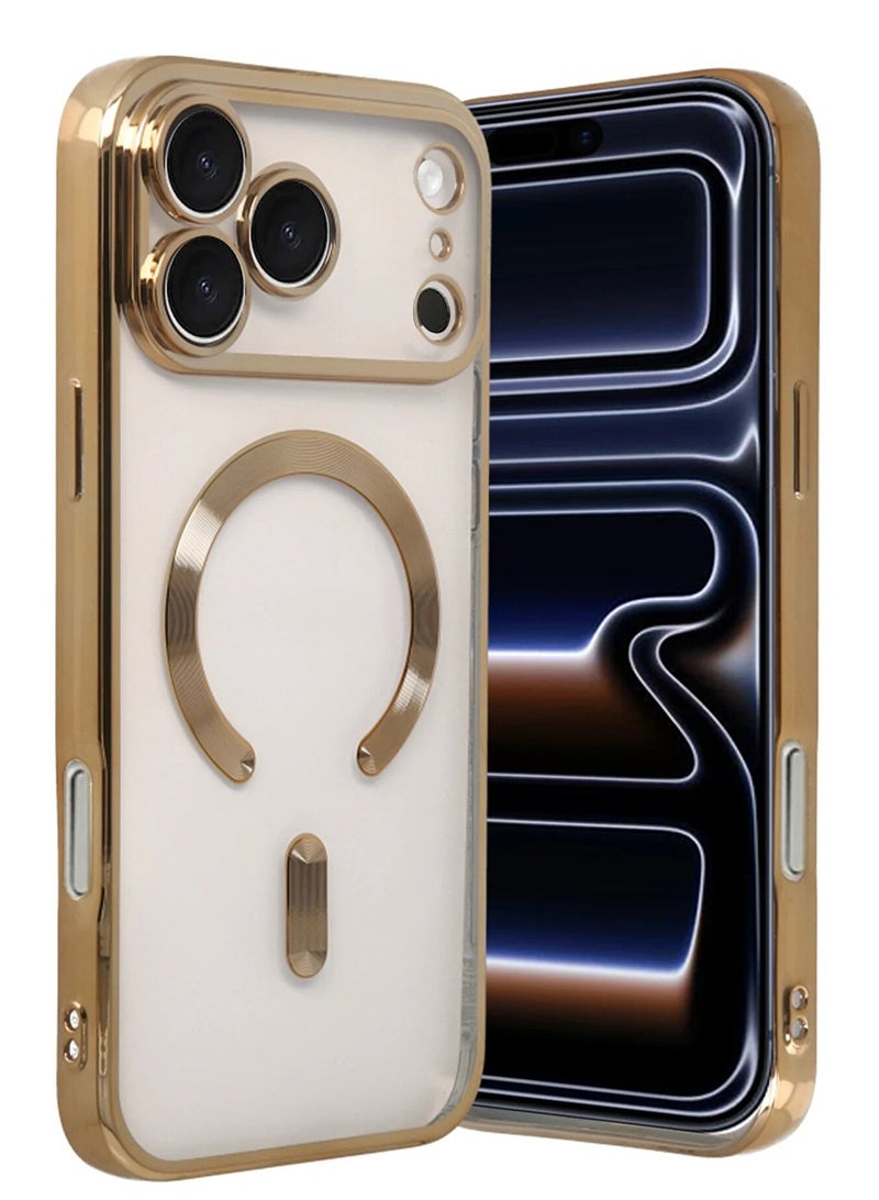 Compatible iPhone 17 Pro Max Case with Camera Lens Protector (Compatible with MagSafe) Magnetic Anti-Scratch Shockproof Protective iPhone 17 Pro Max Case for Women Men - Gold - Image 1