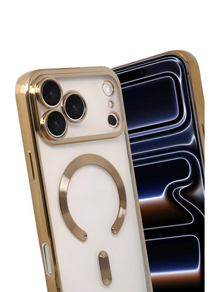 Compatible iPhone 17 Pro Max Case with Camera Lens Protector (Compatible with MagSafe) Magnetic Anti-Scratch Shockproof Protective iPhone 17 Pro Max Case for Women Men - Gold - Image 2
