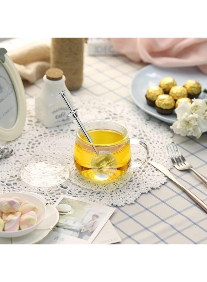 2PCS الفولاذ المقاوم للصدأ مقبض طويل الشاي كرة ضخ مجموعة، فضفاضة ورقة الشاي ضخ فلتر قابلة لإعادة الاستخدام شبكة شاي مصفاة مع مقبض طويل جورمي التبرير مع شاي شبكة ضخ للكوب وعاء الشاي - Image 5