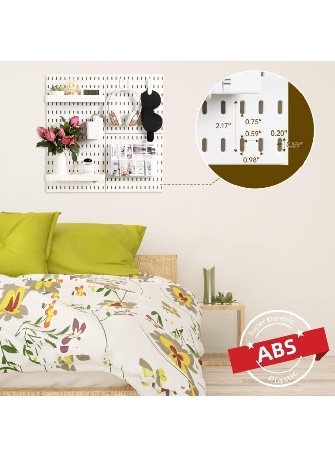 4pcs مجموعة لوح حائط أبيض مثقب منظِّم - رف تخزين عرضي متطور، لوح مثقب معلق للتركيب الذاتي، لتنظيم المنزل والمكتب والكراج والمطبخ وورشة العمل (4 قطع مقاس 28 * 28 سم) - Image 5