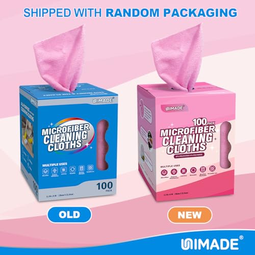 UNIMADE Microfiber Cleaning Cloth, 100 Sheets Microfiber Towels for Cars Commercial Grade Washcloths Lint-Free Bulk Shop Towel Cleaning Rags for Household Restaurant Garage Housekeeping,11"x 9", Pink - Image 2