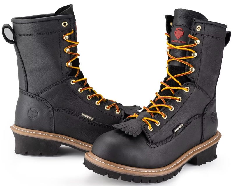 SUREWAY Men's 8" Waterproof Steel-Toe Logger Work Boot,Superior Oil/Slip Resistant,Thicker Full Grain Leather,Wedge Rubber Sole,EH Rated - Image 4