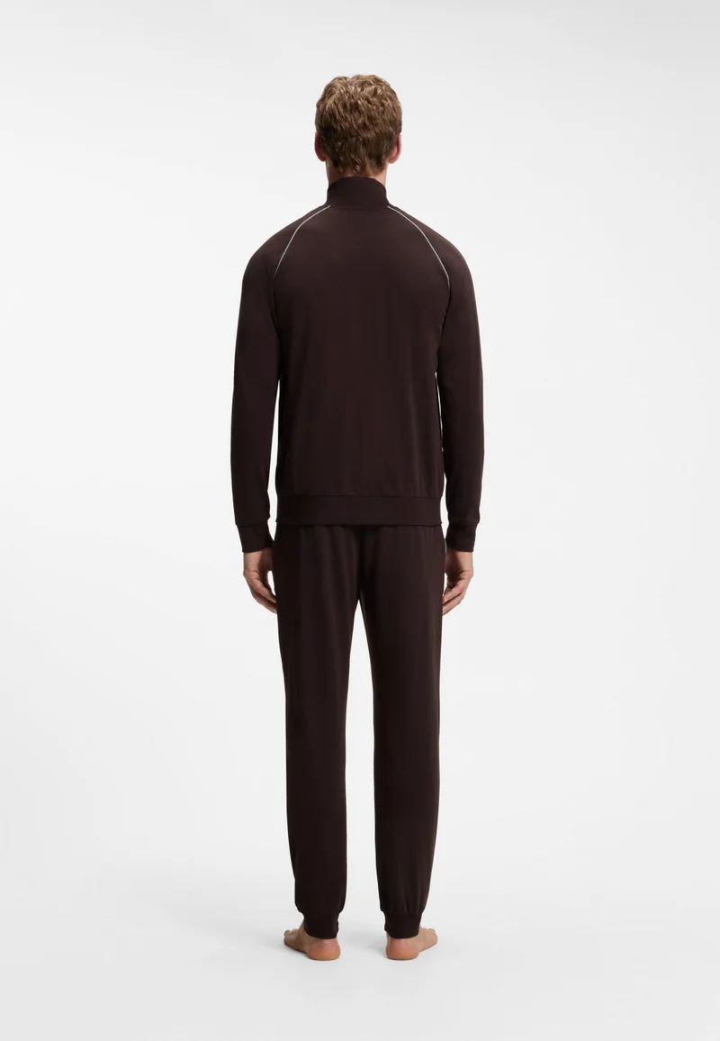 بوس ZIp-up jacket in stretch cotton with contrast piping