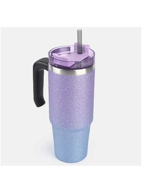 30 oz Stainless Steel Shiny Thermal Water Bottle , Portable And Durable Insulated Tumbler Cup With Lid And Straw Perfect For Car, Home, Office, And Travel