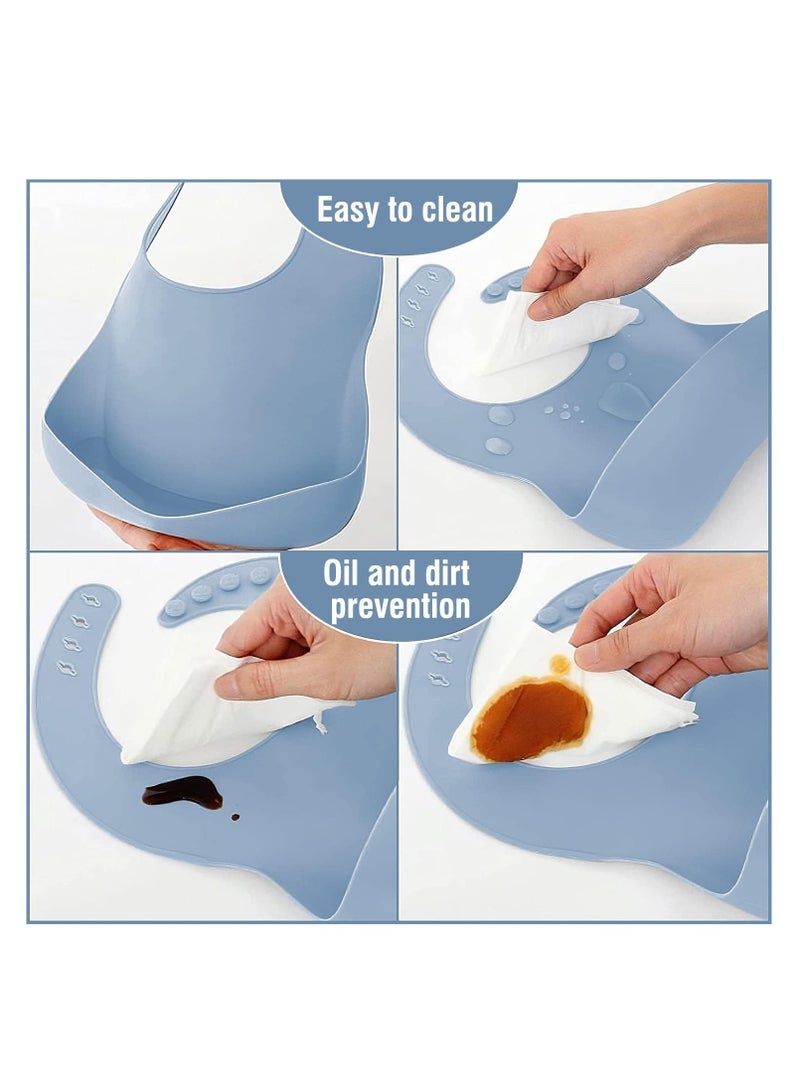 TRASSLE Baby Feeding Set, 8 Pcs Silicone Baby Led Weaning Supplies Includes Cup Baby Plate, Bowl, Adjustable Bib, Cup, Spoon and Fork,BPA Free Baby Weaning Utensils Set for 6+ Months - Image 4