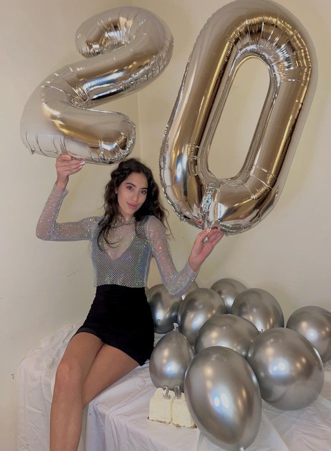 IWERP Silver Number 0 Balloon 40 Inch, 0 Balloon Number for 10th 20th 30th 40th 50th 60th Birthday Decorations, Silver Party Supplies - Image 4