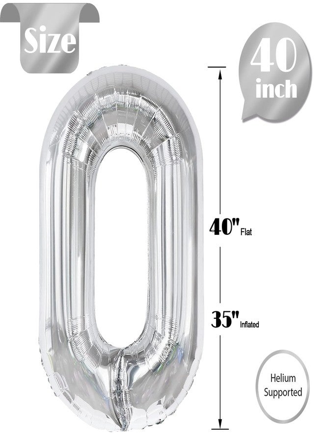 IWERP Silver Number 0 Balloon 40 Inch, 0 Balloon Number for 10th 20th 30th 40th 50th 60th Birthday Decorations, Silver Party Supplies - Image 5