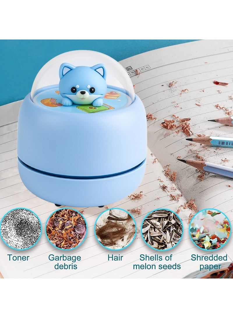 VUCATIN مكنسة كهربائية صغيرة محمولة لسطح المكتب، مكنسة كهربائية لاسلكية قابلة لإعادة الشحن لتنظيف سطح المكتب والمكتب والكمبيوتر المحمول ولوحة المفاتيح وفرش التنظيف والسيارة والحيوانات الأليفة وأدوات تنظيف المنزل (أزرق) - Image 5