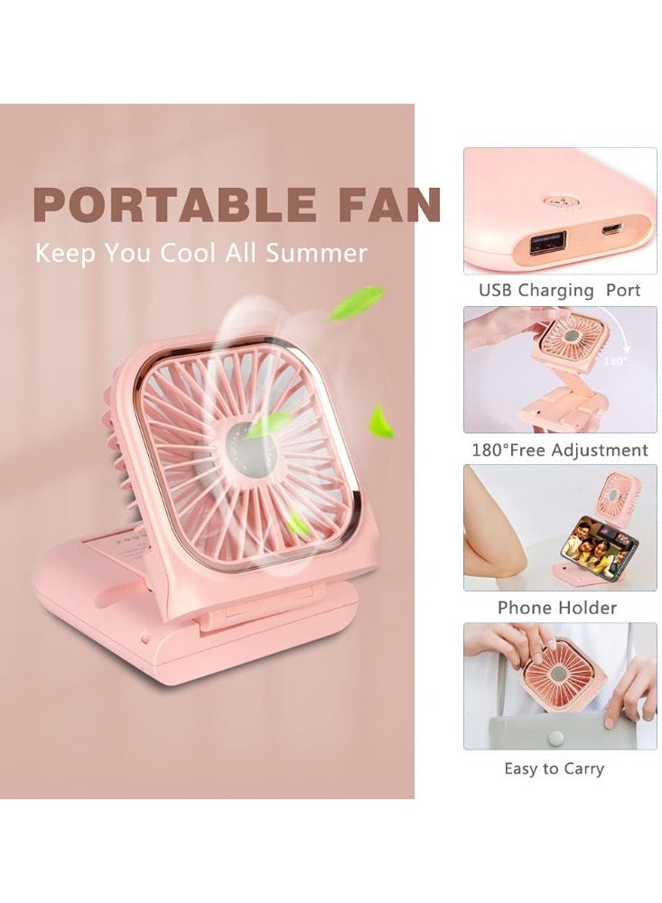 general Handheld Fan,Portable Mini Fan with Power Bank, 3000mAh USB Rechargeable,Quiet Desk Fan with Cell Phone Stand,Foldable 3 Speeds/Strong Airflow 12 Working Hours neck Fan - Image 2