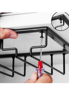 NIBEMINENT Under Cabinet Wine Glass Rack, Stemware Holder for Glasses Storage , Metal Organizer Bar and Kitchen, Space Saving Black Design  - Image 5