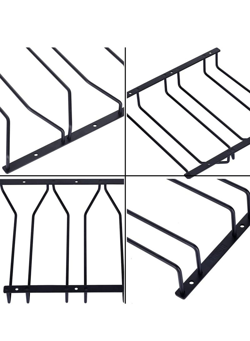 NIBEMINENT Under Cabinet Wine Glass Rack, Stemware Holder for Glasses Storage , Metal Organizer Bar and Kitchen, Space Saving Black Design - Image 3