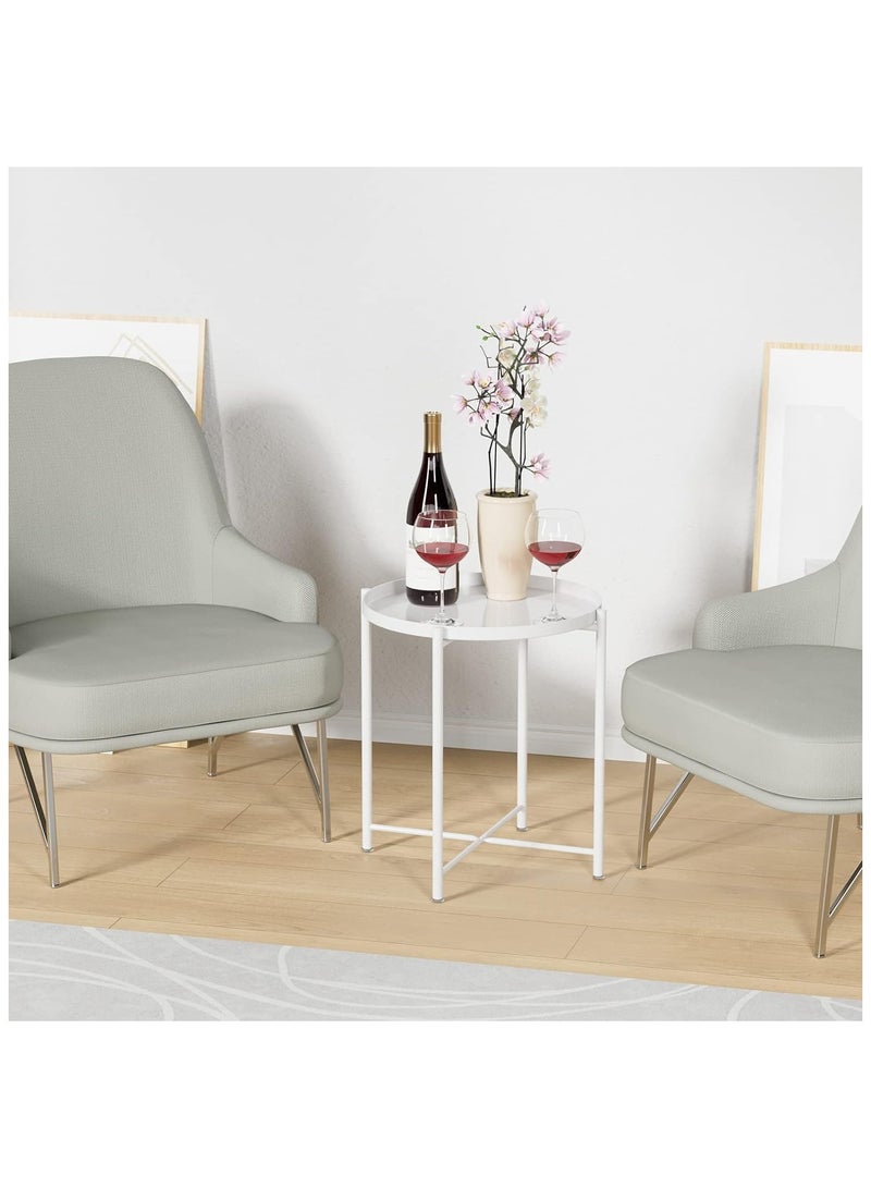 Round Steel Table white 52x48x4cm - Image 5