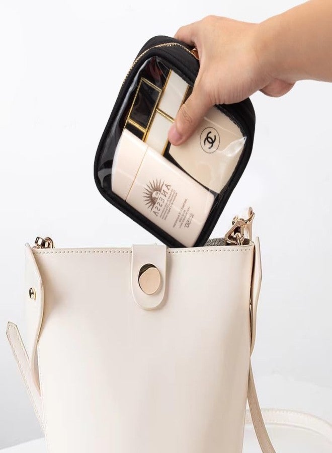 LETGO Small Clear Makeup Bag for Purse Small Cosmetic Bag Travel Size Toiletry Bags Cute Travel Makeup Bag,Coin Purse,Car Asscessories Organizer Storage Travel Essentials for Women Girls(Clear-Black) - Image 3