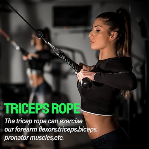 CRRXIN Tricep Rope Cable Machine Attachment, LAT Pulldown Attachment Tricep Pull Down Rope for Cable Machines Exercise Handles & Ankle Strap Home Gym Accessories - Image 5