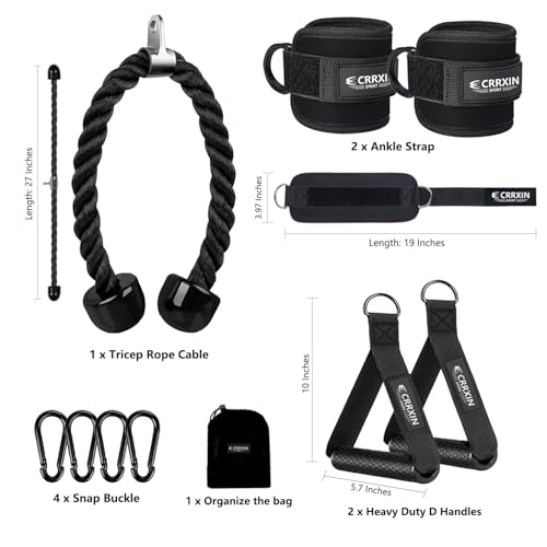 CRRXIN Tricep Rope Cable Machine Attachment, LAT Pulldown Attachment Tricep Pull Down Rope for Cable Machines Exercise Handles & Ankle Strap Home Gym Accessories - Image 2