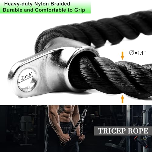 CRRXIN Tricep Rope Cable Machine Attachment, LAT Pulldown Attachment Tricep Pull Down Rope for Cable Machines Exercise Handles & Ankle Strap Home Gym Accessories - Image 3