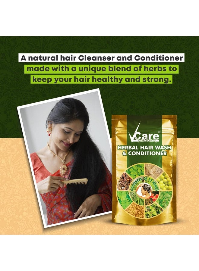 VCare VCare Herbal Hair Wash And Conditioner For Men And Women| 100% Natural With 12+ Herbs Amla, Shikakai, Bhringraj, Hibiscus Powder For All Hair Type - 100G (Pack Of 4 Count) - Image 4